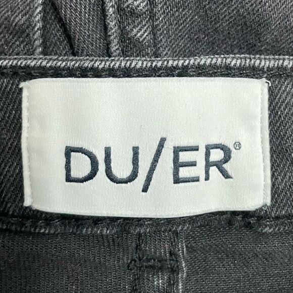 DU/ER DUER Performance Denim Straight Mid Jeans Aged Black Distressed Size 27 - Picture 7 of 13